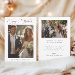 Red Merry & Married Romantic Script 2 Photo  Holiday Card<br><div class="desc">Modern elegant calligraphy holiday photo card with an additional photo and text on the back.  For more advanced customisation of this design,  please click the BLUE DESIGN TOOL BUTTON above!</div>