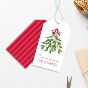 Red Merry Mistletoe Personalised Christmas Gift Tags