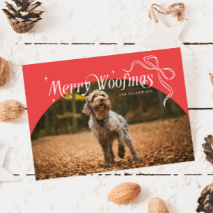 Red Merry Woofmas Dog Christmas Holiday Card