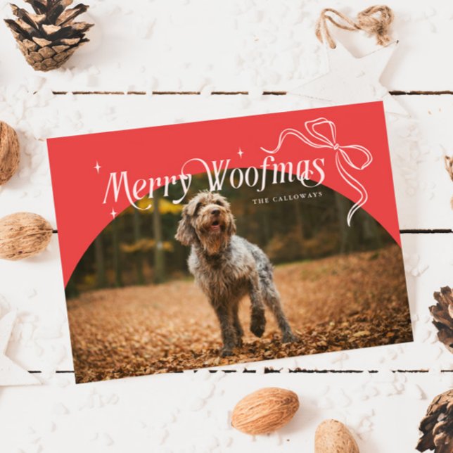 Red Merry Woofmas Dog Christmas Holiday Card (Creator Uploaded)