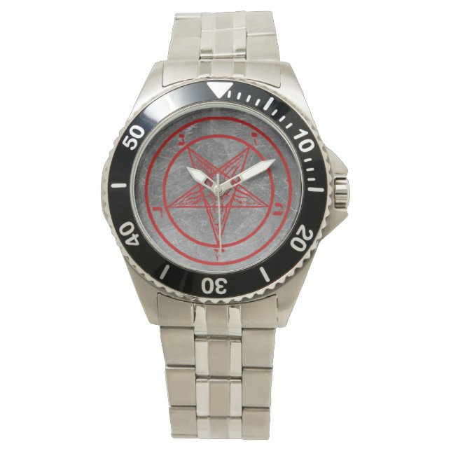 Red Metal Baphomet Watch (Front)