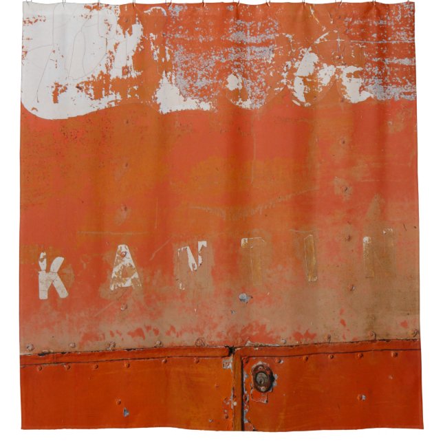 Red metal case shower curtain (Front)