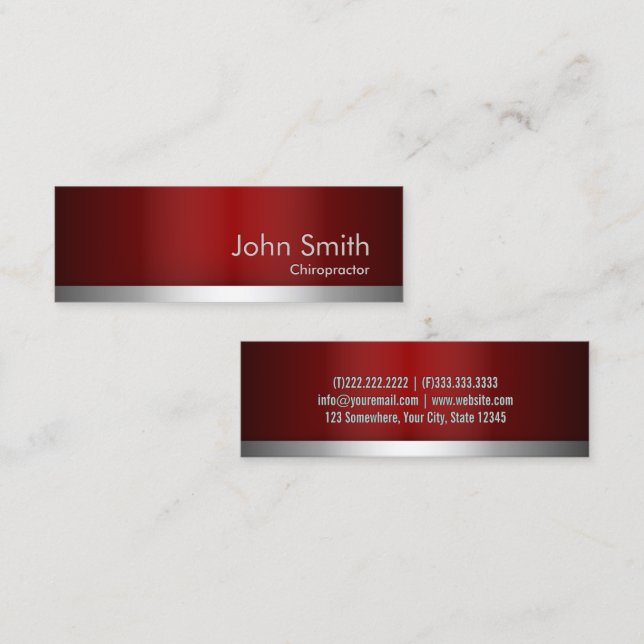 Red Metal Chiropractor Business Card (Front/Back)
