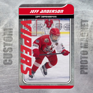 Red Metal Ice Hockey Trading Card Magnetic Dry Era Magnet