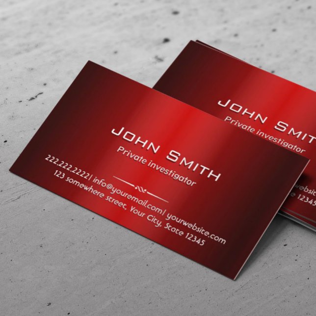 Red Metal Investigator Business Card (Creator Uploaded)