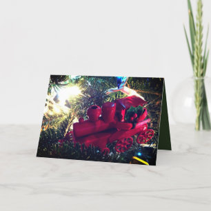 Red Metal Toy Train Holiday Card
