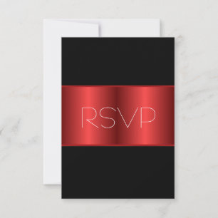 Red Metallic black RSVP Card