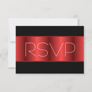 Red Metallic black RSVP Card