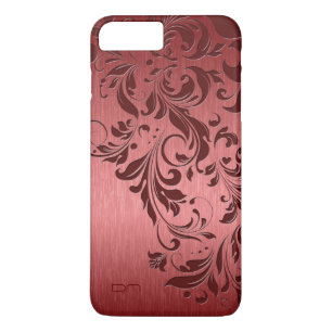 Red Metallic Brushed Aluminium & Burgundy Lace Case-Mate iPhone Case