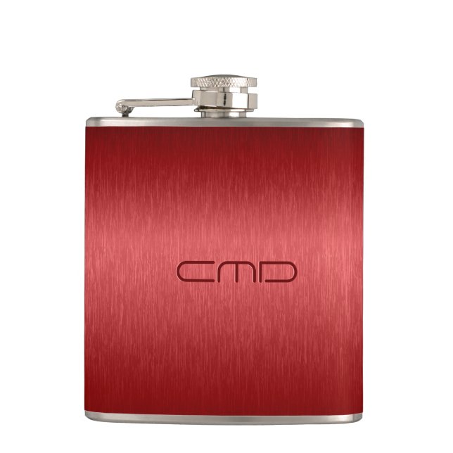 Red Metallic Brushed Aluminium Look Hip Flask (Front)
