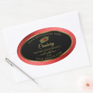 Red Metallic Glitter Black Product Labels Ladybug