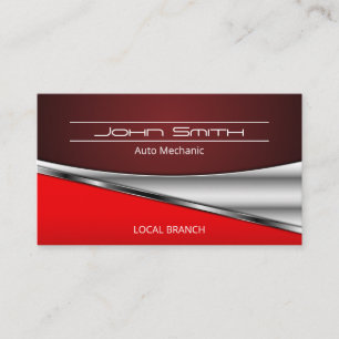 Red Metallic Industrial Background Business Card