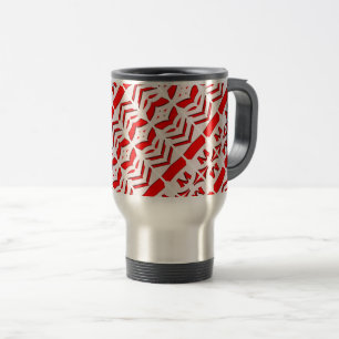 Red Metallic Monogram Pattern Travel Mug