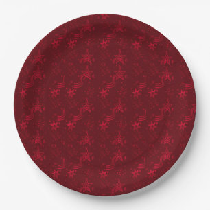 Red Metallic Stars- PAPER PARTY PLATES