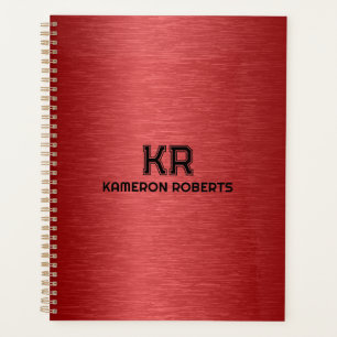 Red Metallic Texture Custom Black Text Planner
