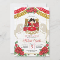 Red Mexican Charra Quinceañera Western Invitation