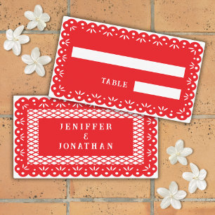 RED MEXICAN PAPEL PICADO place card