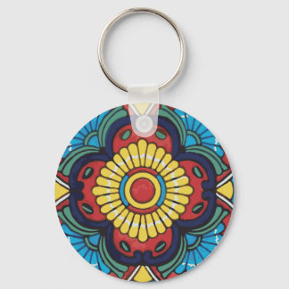 Red Mexican Talavera Tile pottery  Key Ring