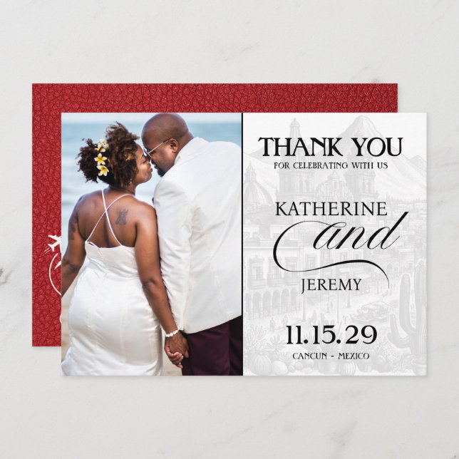 Red Mexico Passport Thank You Card (Front/Back)