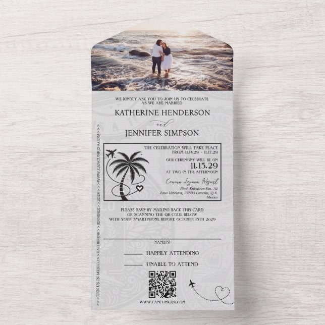 Red Mexico Passport Wedding All In One Invitation (Inside)