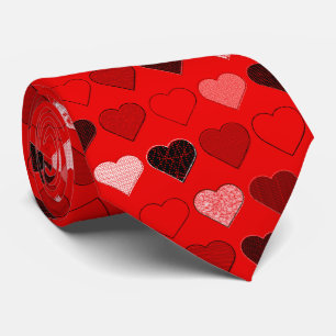 Red Mid Century Modern Hearts Tie