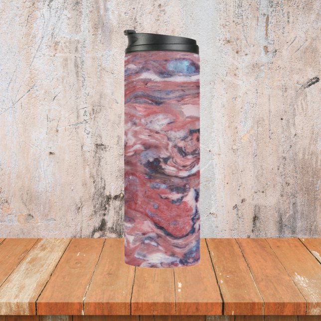 Red Mineral Stone Abstract Pattern Thermal Tumbler (In Situ)