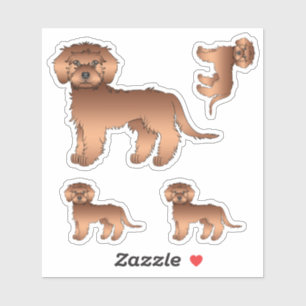 Red Mini Goldendoodle Cute Cartoon Dog