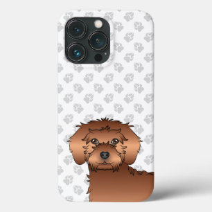 Red Mini Goldendoodle Cute Cartoon Dog Head iPhone 13 Pro Case