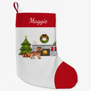 Red Mini Goldendoodle - Festive Christmas Room Small Christmas Stocking