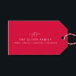 Red Minimal Personalised A Gift From Family Name  Tags<br><div class="desc">Minimalist Personalised A Gift From Family Name Gift Tags in Christmas Red</div>