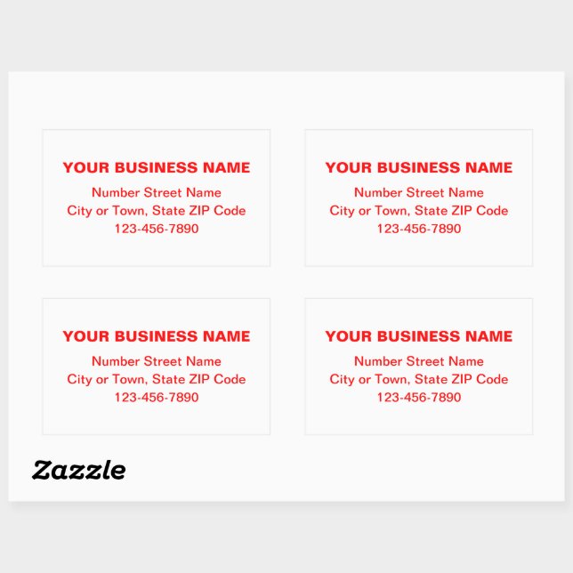 Red Minimal Plain Texts of Brand on White Rectangular Sticker (Sheet)