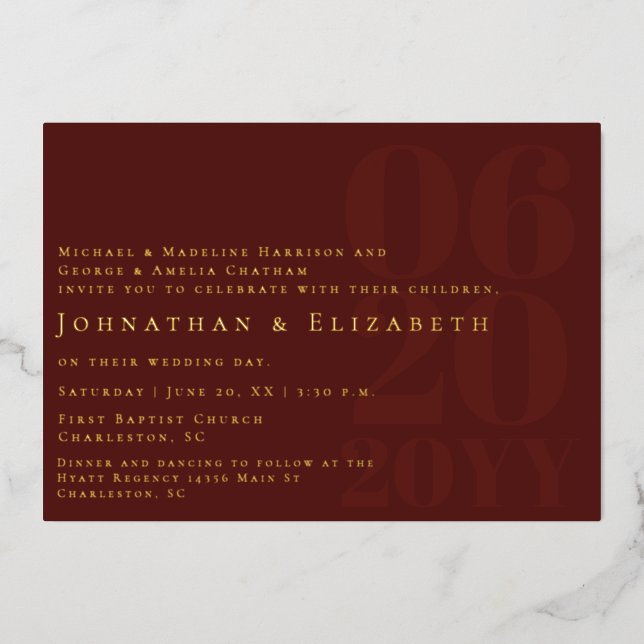 Red Minimalist Bold Type Photo Wedding (Front)