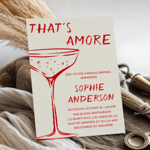 Red Minimalist Cocktail Bridal Shower Invitation