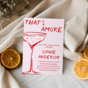 Red Minimalist Cocktail Bridal Shower Invitation