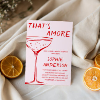 Red Minimalist Cocktail Bridal Shower Invitation