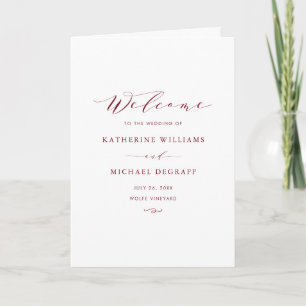Red Minimalist Dainty Script Wedding Programme