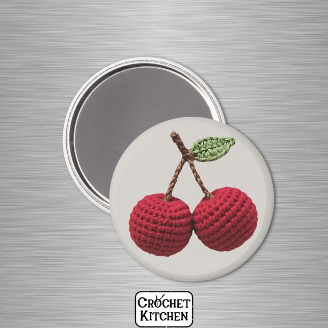 Red Minimalist Grandma Fruit Crochet Cherry Magnet (Creator Uploaded)