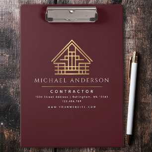 Red Minimalist Home Building Contractor Clipboard