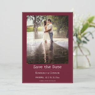Red Minimalist Modern Photo  Save The Date