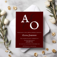 Red Minimalist Monogram Bridal Shower