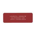 Red Minimalist Return Address Label<br><div class="desc">Minimalist return address label. You can personalise by modifying the names and address,  and changing the colours to match your wedding theme.</div>
