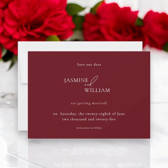 Red  Minimalist Save The Date Wedding Announce Announcement (Creator Uploaded)