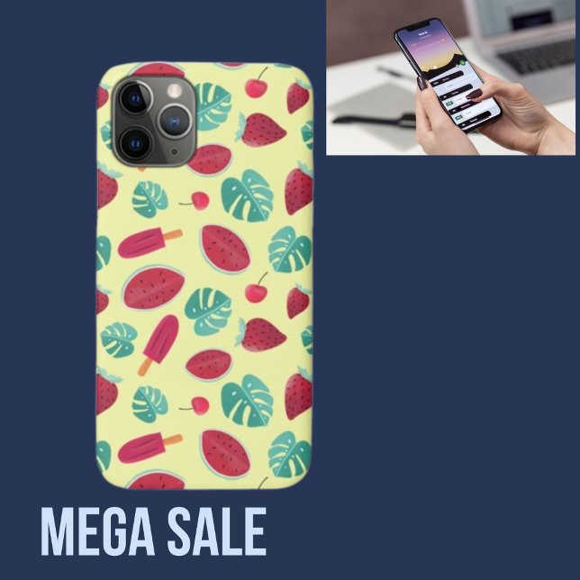  Red Minimalist Watermelon Leaves & Cherry  Case-Mate iPhone Case (Creator Uploaded)