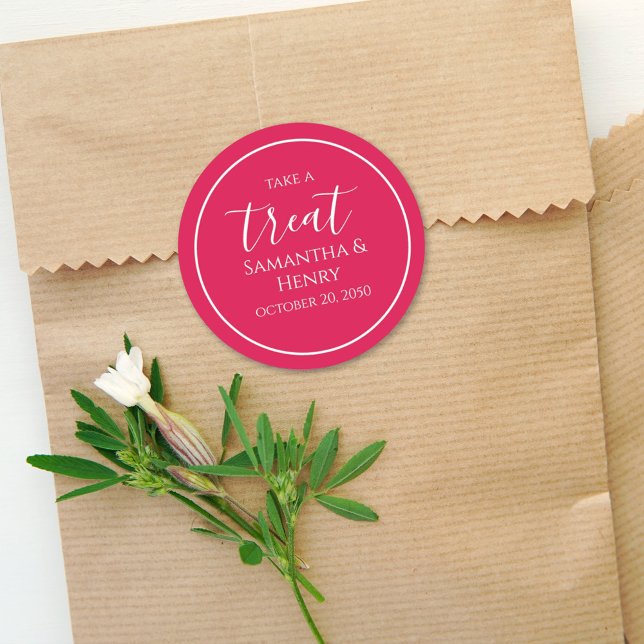 Red Minimalist Wedding Engagement Calligraphy  Classic Round Sticker (Creator Uploaded)