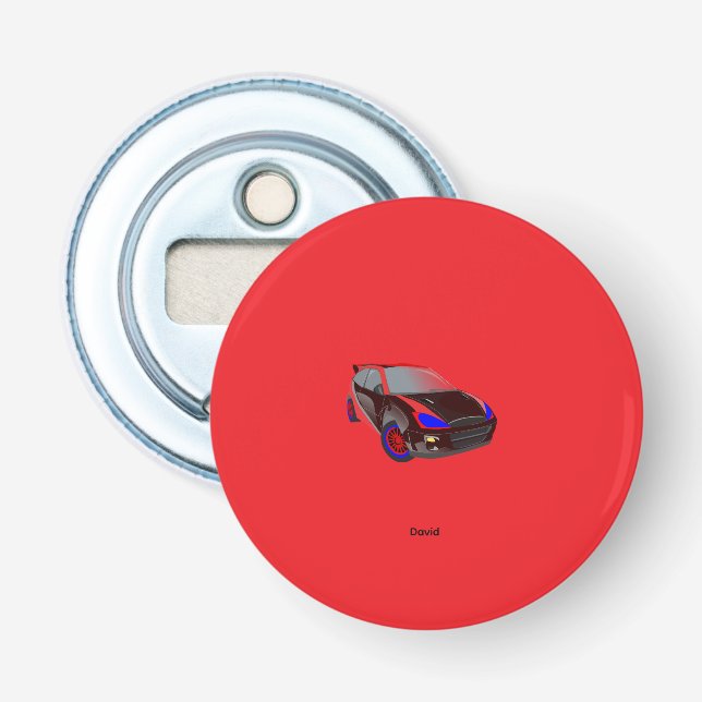 Red Minimalistic Custom Photo Name Personalised  Bottle Opener (Front)
