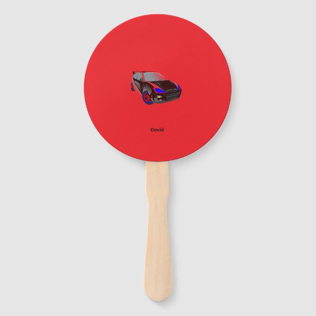 Red Minimalistic Custom Photo Name Personalised  Hand Fan (Front)