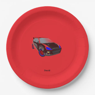 Red Minimalistic Custom Photo Name Personalised Paper Plate