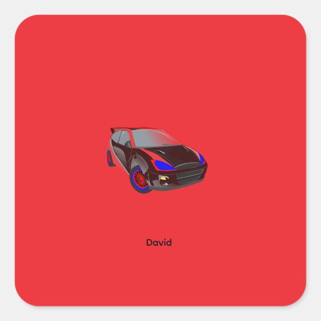 Red Minimalistic Custom Photo Name Personalised  Square Sticker (Front)