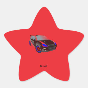Red Minimalistic Custom Photo Name Personalised Star Sticker