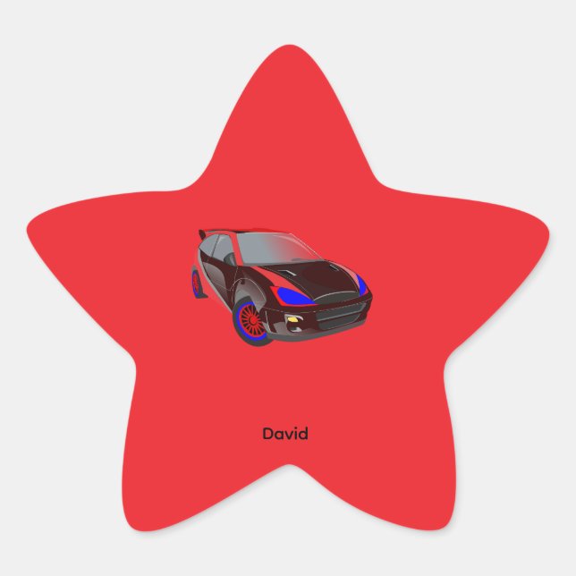 Red Minimalistic Custom Photo Name Personalised  Star Sticker (Front)